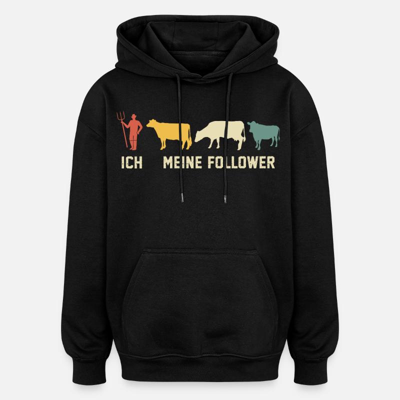Jeg Mine Følgere Kyr Ku - Oversized unisex-hettegenser - svart