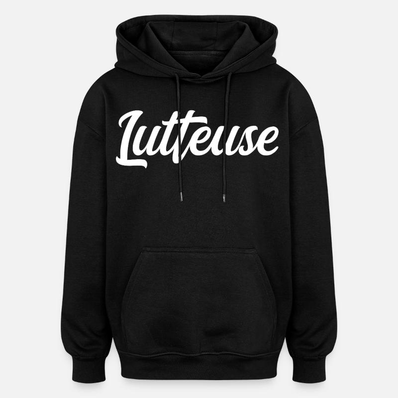 Lutteuse  - Sweat à capuche oversize unisexe - noir
