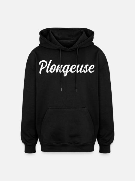 Plongeuse Sous-Marine Palmes Bouteille Océan - Sweat à capuche oversize unisexe - noir