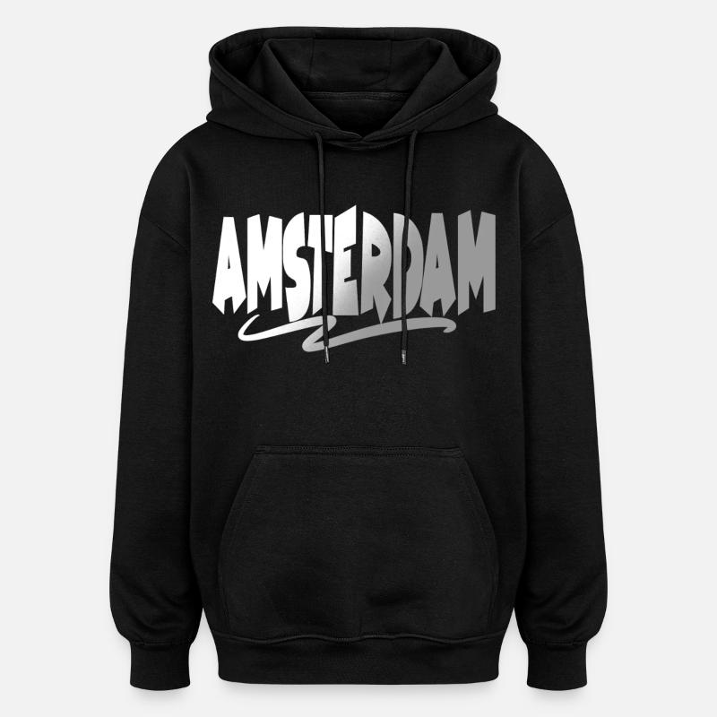 Amsterdam - Sweat à capuche oversize unisexe - noir