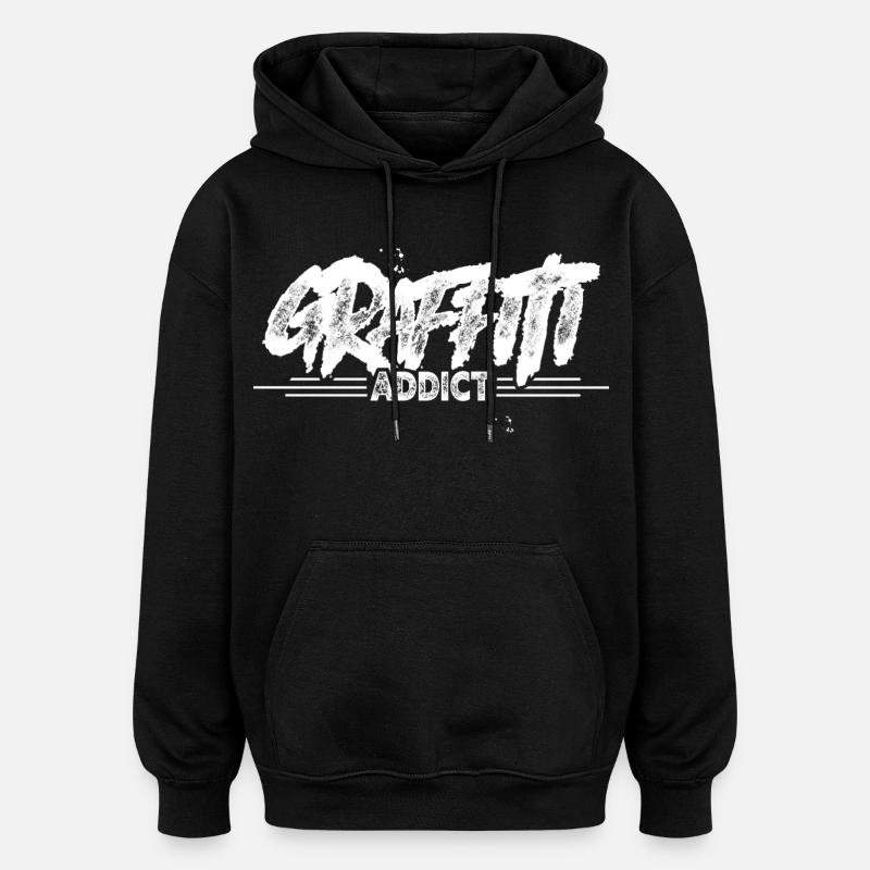 Graffiti - Sweat à capuche oversize unisexe - noir