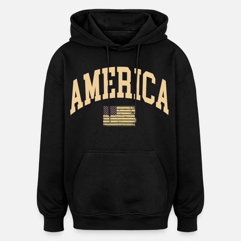 Drapeau camouflage de l’Amérique - Sweat à capuche oversize unisexe - noir