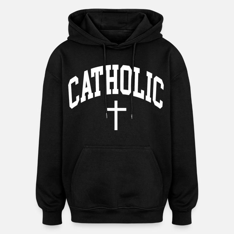 Katholisch Katholik catholique - Sweat à capuche oversize unisexe - noir