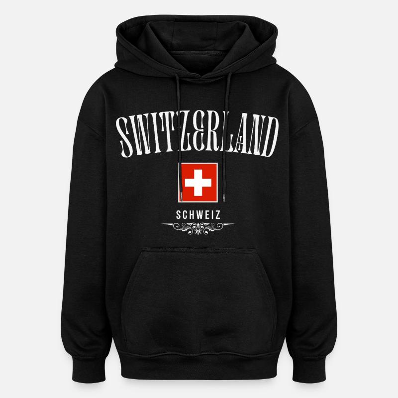 Flagge der Schweiz, Schweizer Stolz - Oversized Unisex Hoodie - Schwarz