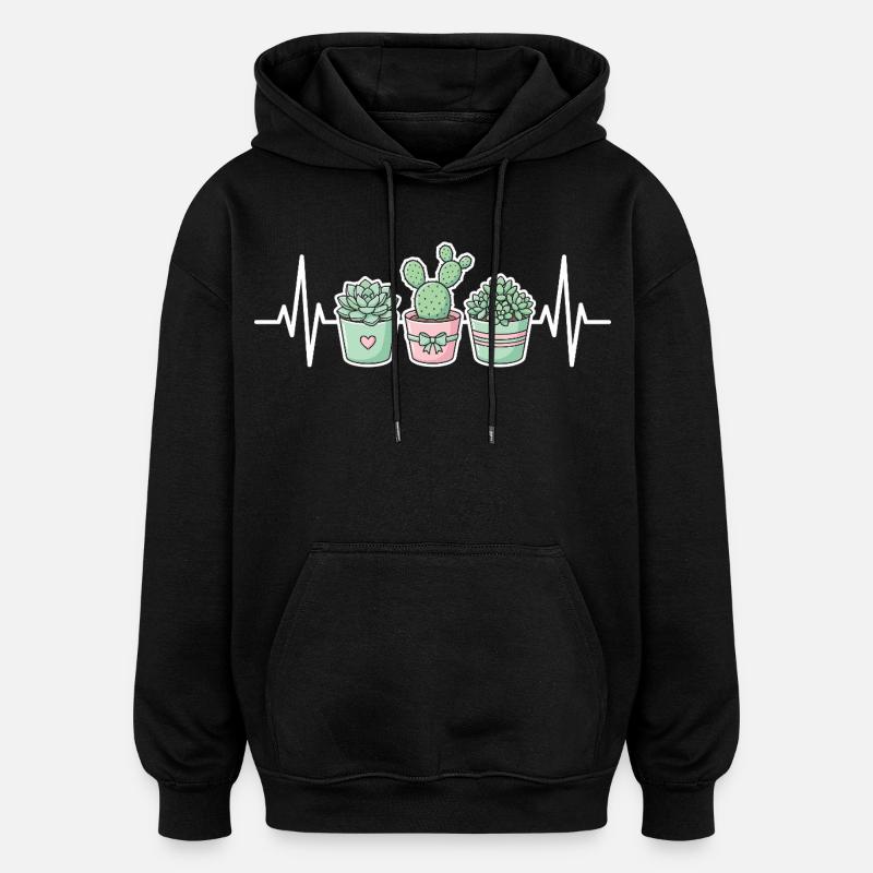 Cactus succulent de la plante Heartbeat - Sweat à capuche oversize unisexe - noir