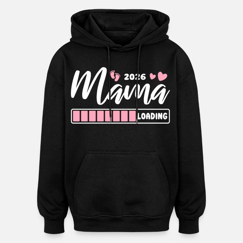 Mom 2026 loading - Pregnancy - Gift - Oversized Unisex Hoodie - black
