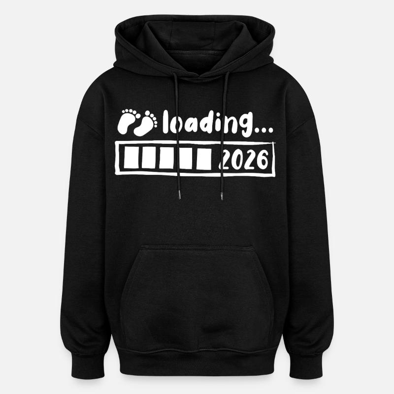 Baby 2026 loading - Pregnancy - Gift - Oversized Unisex Hoodie - black