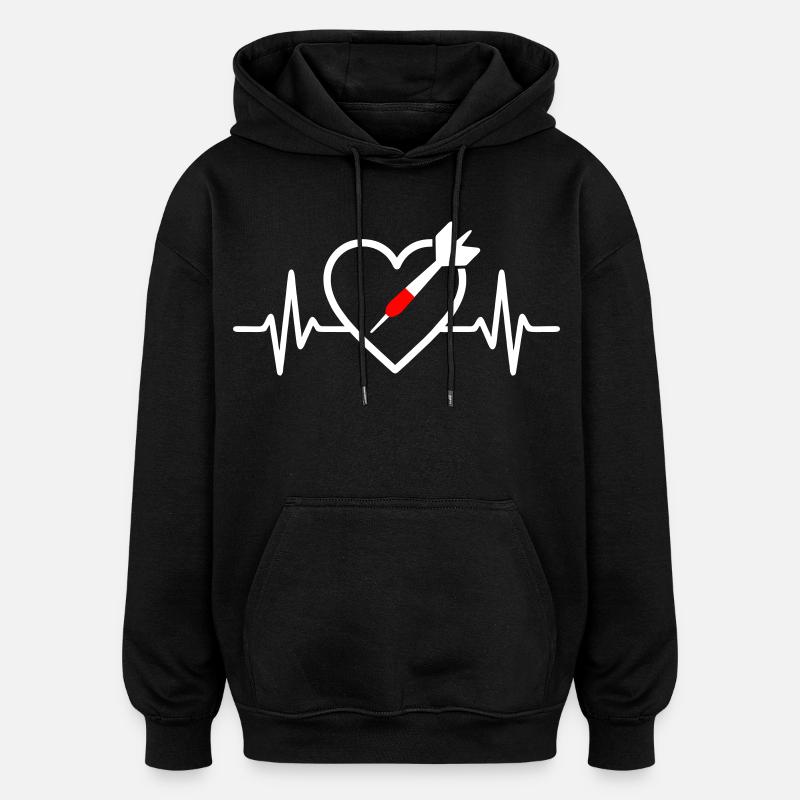 Cœur Fléchettes – Passion Précision - Sweat à capuche oversize unisexe - noir
