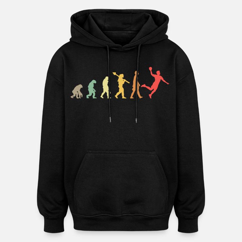 Évolution du handball Développement rétro - Sweat à capuche oversize unisexe - noir