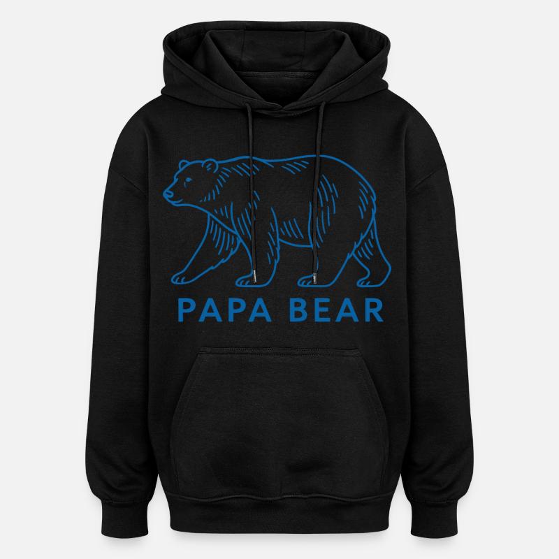 Papa Ours - Sweat à capuche oversize unisexe - noir