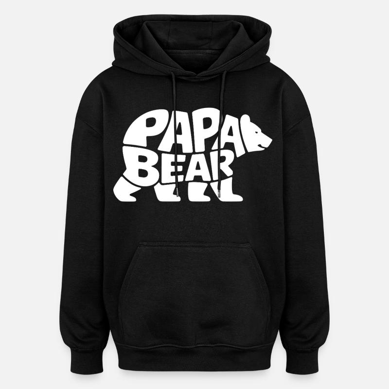 Papa Ours - Sweat à capuche oversize unisexe - noir
