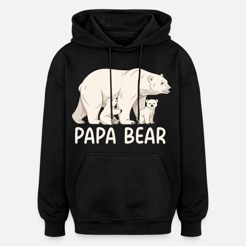 Papa Ours - Sweat à capuche oversize unisexe - noir