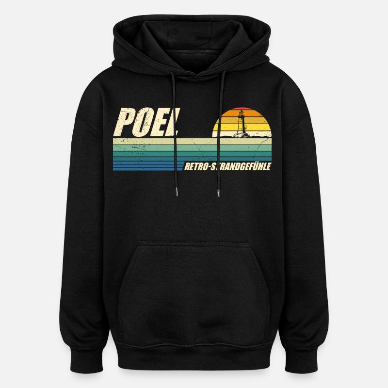 Mer Baltique SENTIMENTS RÉTRO DE PLAGE POEL Souvenier Drôle - Sweat à capuche oversize unisexe - noir