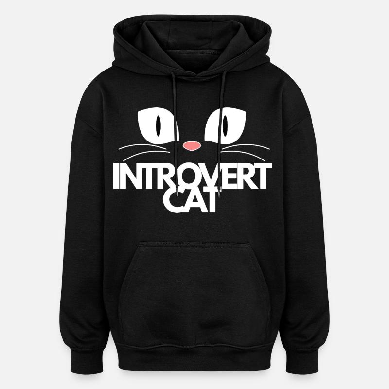 Cat - Sweat à capuche oversize unisexe - noir