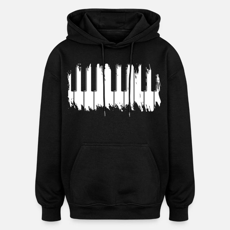 Claviers de piano grunge - Sweat à capuche oversize unisexe - noir