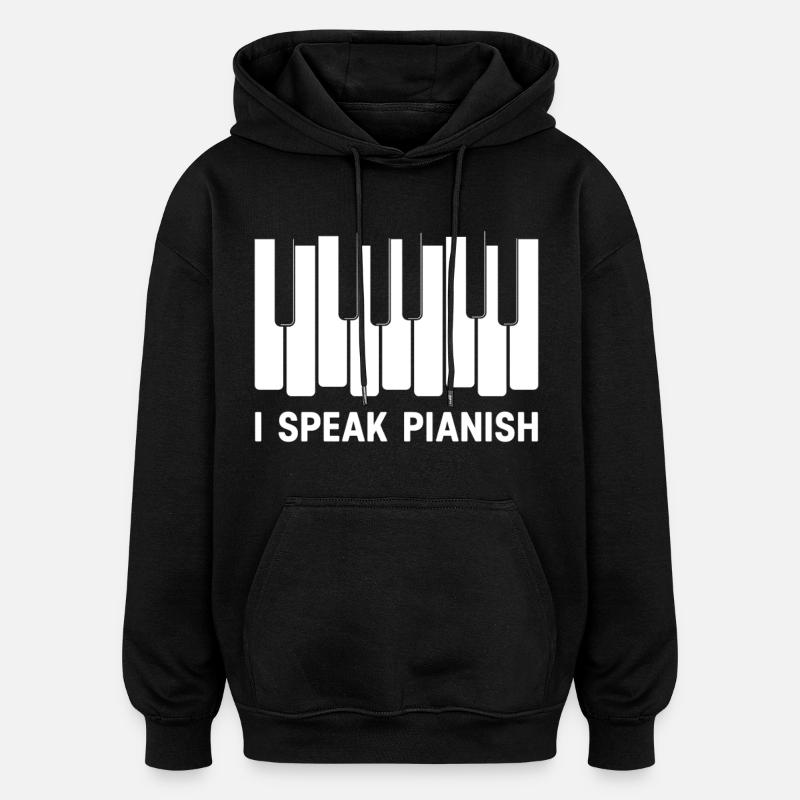 Je parle pianish - Sweat à capuche oversize unisexe - noir