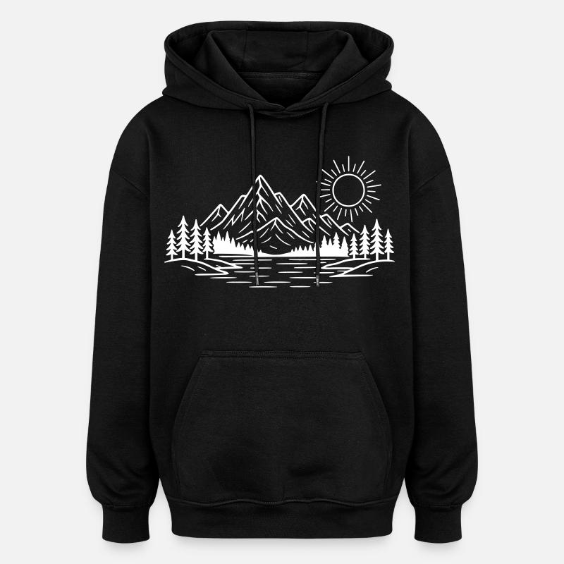 Mountains Nature Forest - Oversized Unisex Hoodie - black
