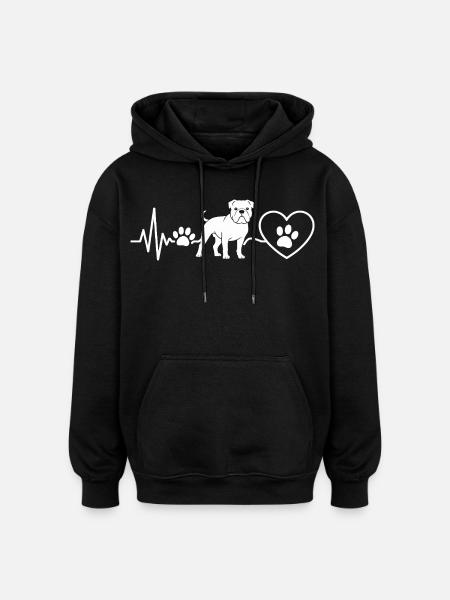 Heartbeat Dog and Paw Love - Oversized Unisex Hoodie - black
