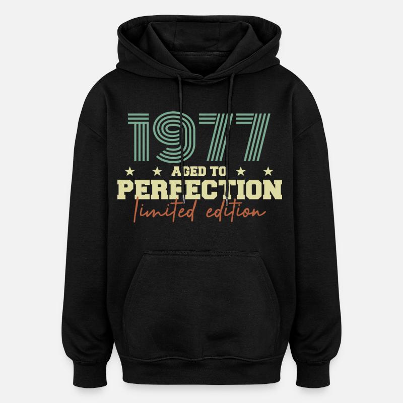 1977 - Sweat à capuche oversize unisexe - noir