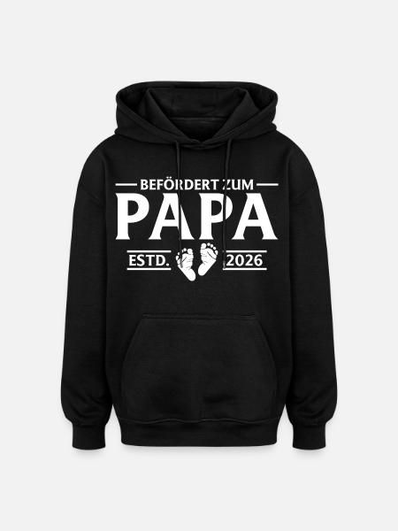 Befördert zum Papa 2026 Vaterschaft - Oversized Unisex Hoodie - Schwarz