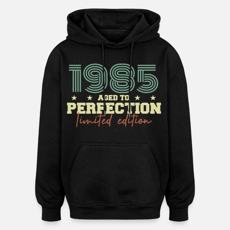 1985 - Sweat à capuche oversize unisexe - noir