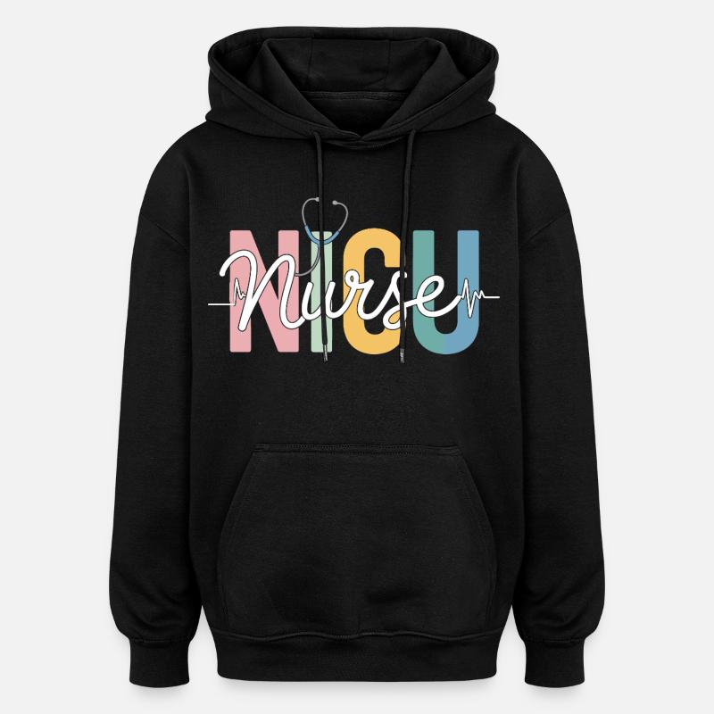 Conception des aidants arc-en-ciel - Sweat à capuche oversize unisexe - noir