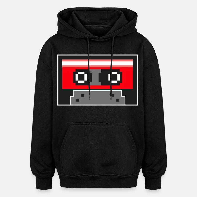 Pixel Art Cassette Tape - Sweat à capuche oversize unisexe - noir