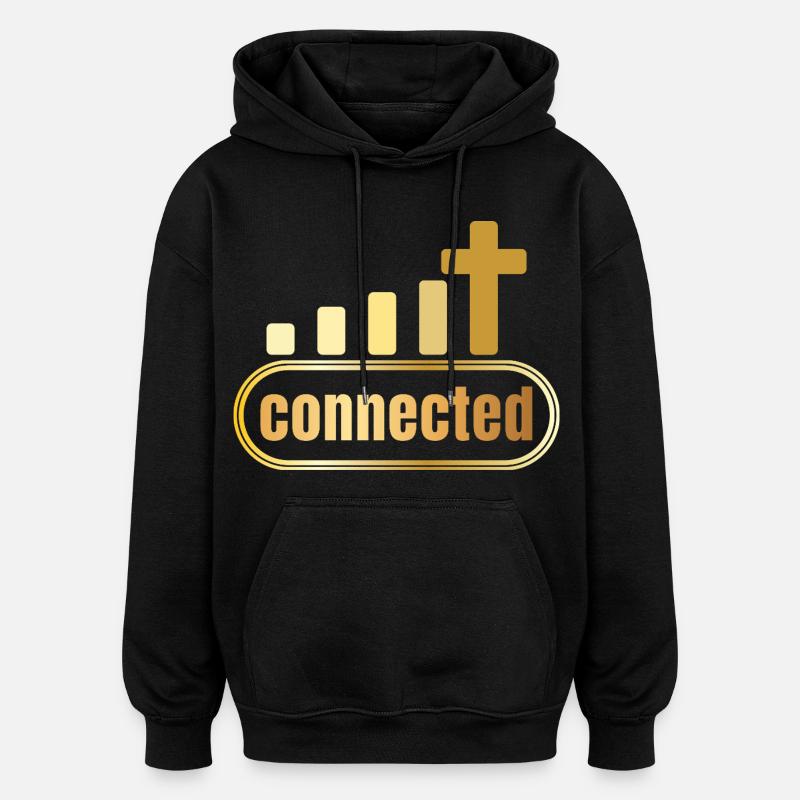 Connecté - croix - or - chrétien - Sweat à capuche oversize unisexe - noir