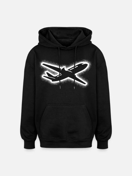 Airplane Aviator Men's Boys Pilot - Oversized Unisex Hoodie - black
