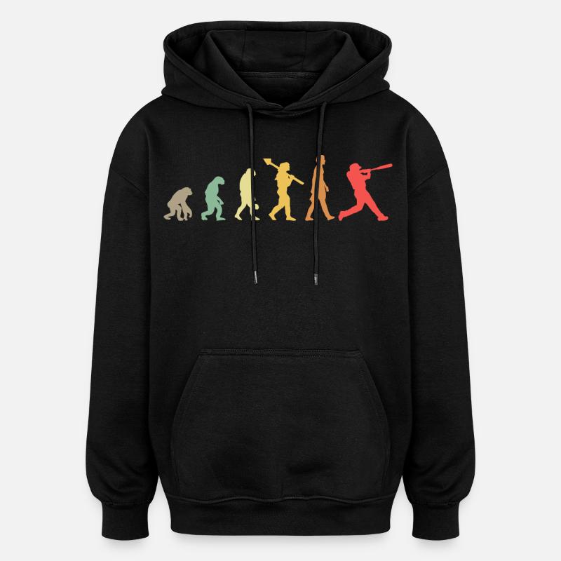 Évolution du baseball - Sweat à capuche oversize unisexe - noir
