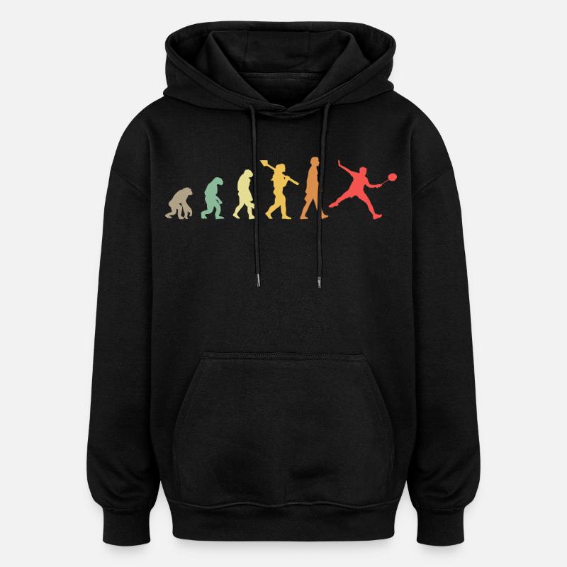 Évolution du badminton - Sweat à capuche oversize unisexe - noir