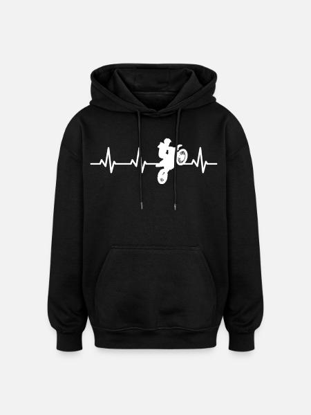Heartbeat Motocross Rider - Oversized Unisex Hoodie - black