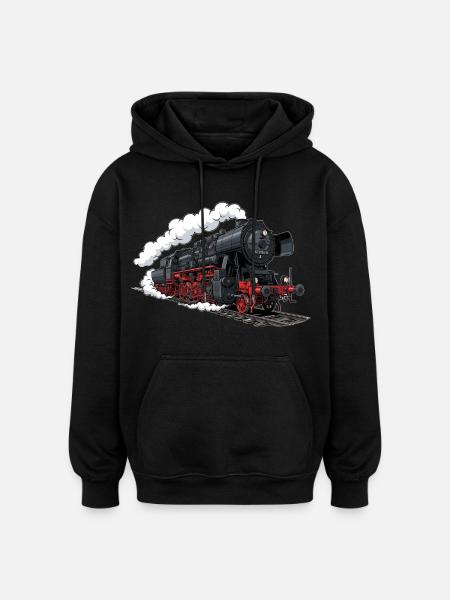 Steam locomotive 52 8154 - Oversized Unisex Hoodie - black