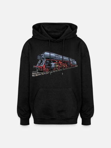 Dampflok im Retro-Look 01 519 - Oversized Unisex Hoodie - Schwarz