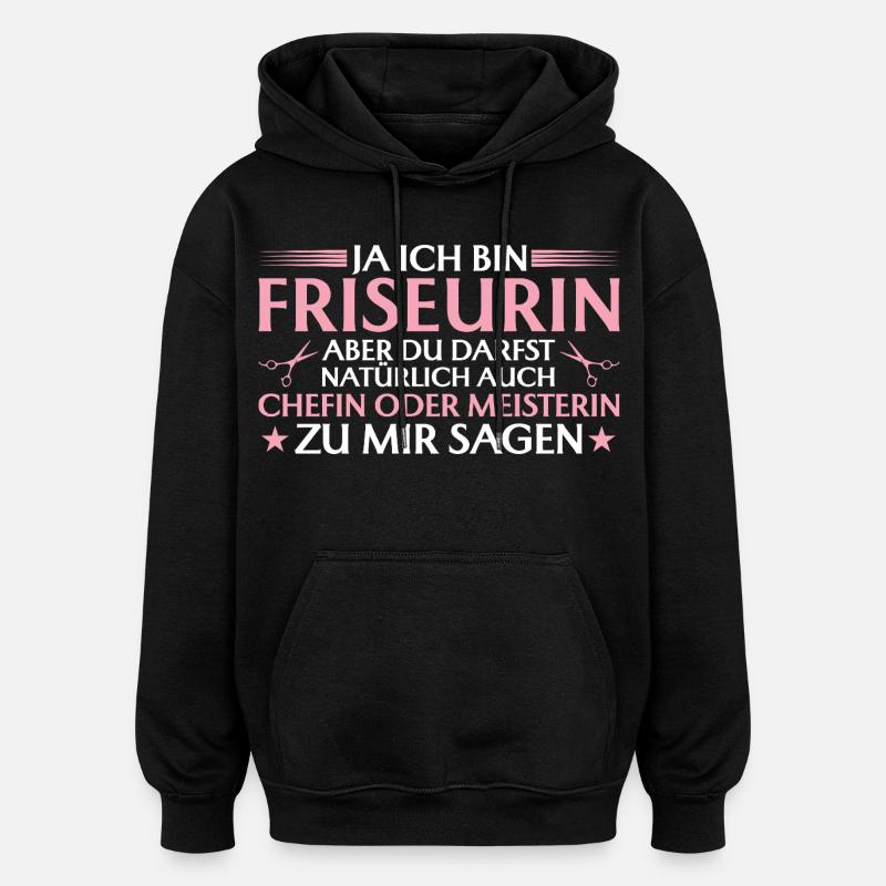 Coiffeur, patron ou maître - Sweat à capuche oversize unisexe - noir