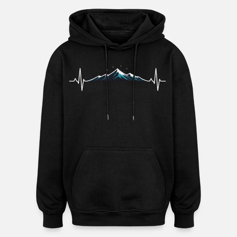 Herzschlag am Berggipfel - Oversized Unisex Hoodie - Schwarz