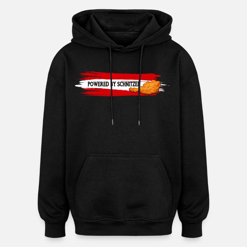 Propulsé par Schnitzel Austria Humour Shirt - Sweat à capuche oversize unisexe - noir