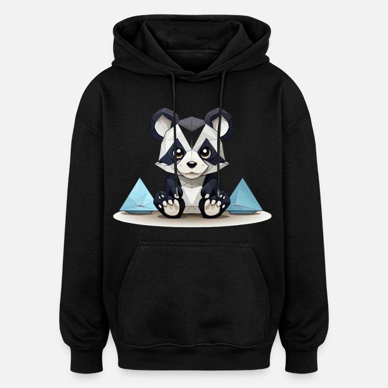 Low-Poly Panda am Eisgebirge - Oversized Unisex Hoodie - black