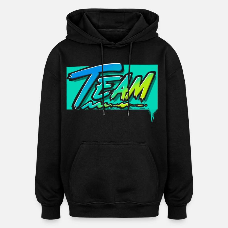 Équipe - Sweat à capuche oversize unisexe - noir