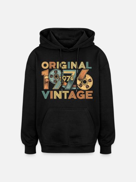Rétro original de 1976 - Sweat à capuche oversize unisexe - noir