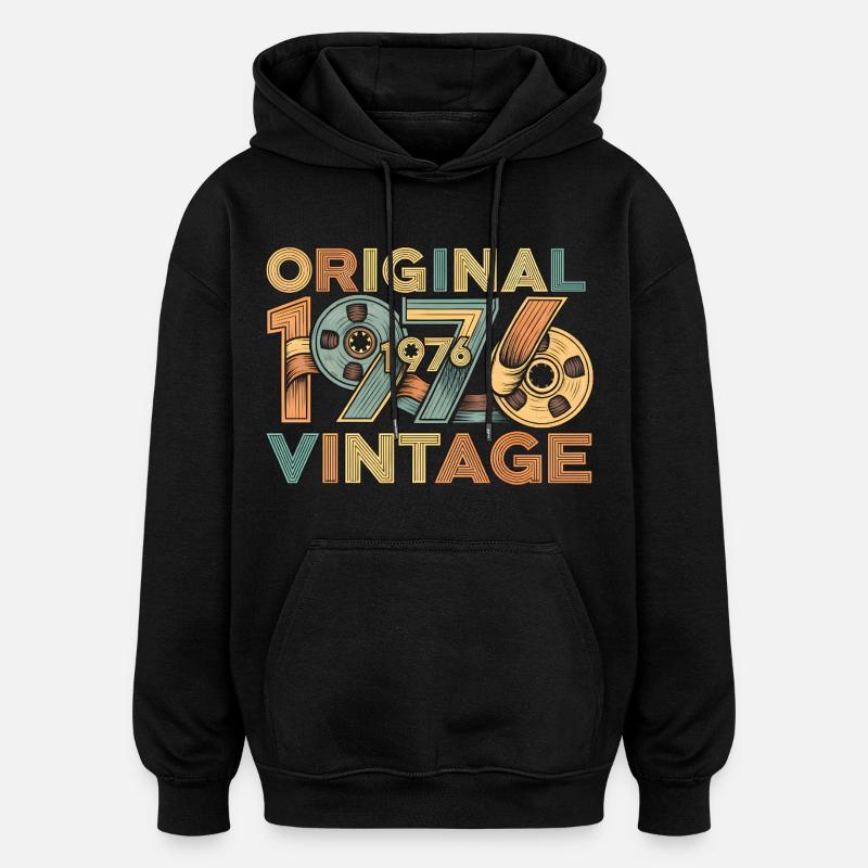 Rétro original de 1976 - Sweat à capuche oversize unisexe - noir