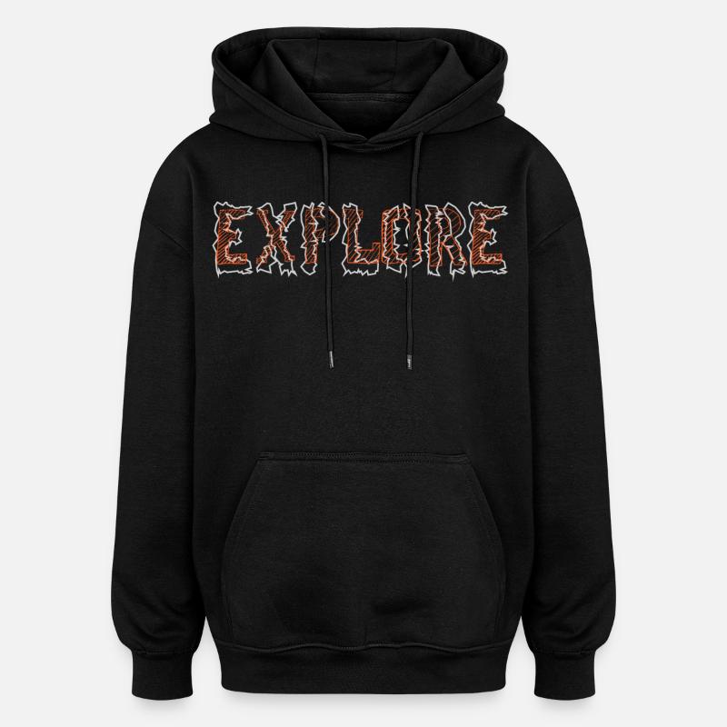 Explore - Oversized Unisex Hoodie - Schwarz