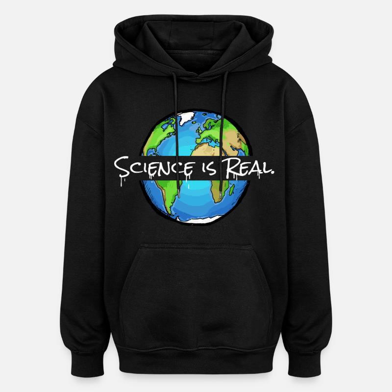 Science is Real | Weltkugel - Oversized Unisex Hoodie - Schwarz