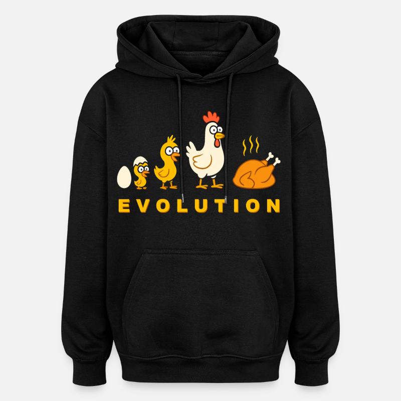 Evolution Chicken Broiler Chicken Funny - Oversized Unisex Hoodie - black