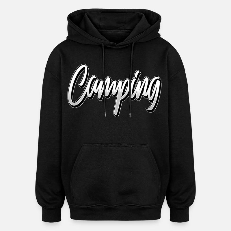 Camping - Sweat à capuche oversize unisexe - noir