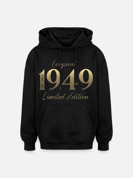 77e anniversaire février 1949 Millésime - Sweat à capuche oversize unisexe - noir