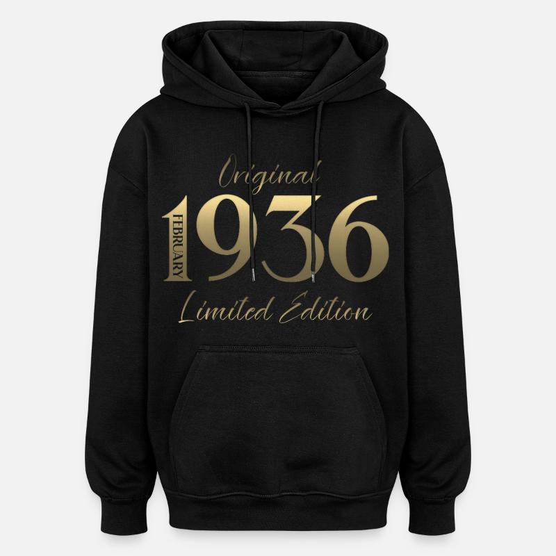 90e anniversaire février 1936 Millésime - Sweat à capuche oversize unisexe - noir