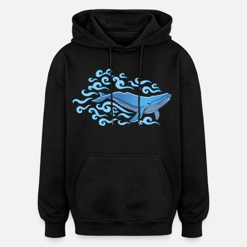 Blåvalen - Oversized luvtröja unisex - svart