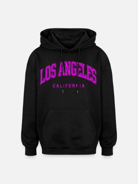 Neon Arch Los Angeles Lettering - Oversized Unisex Hoodie - black