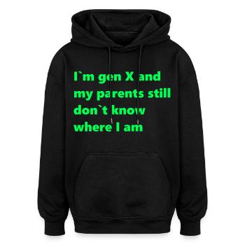 Génération X - Sweat à capuche oversize unisexe - noir - Devant - Noah (186cm)